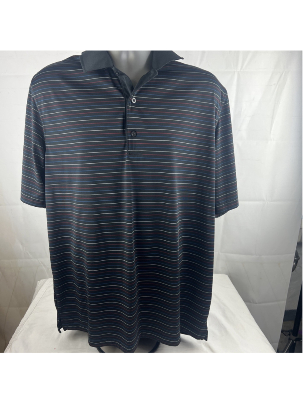 Sz XL.Greg Norman Play Dry Men's Polo Black Striped Golf Shirt